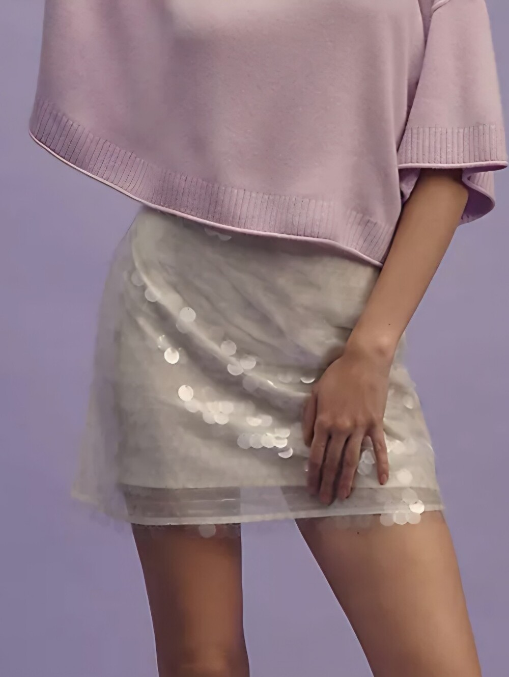Wayf White Sequin Mini Skirt
